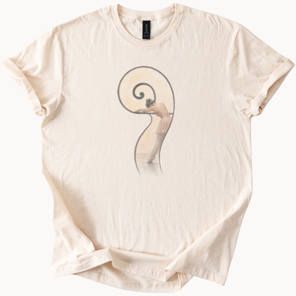 Ballerina Resting at the Barre Inside a Scroll Tee